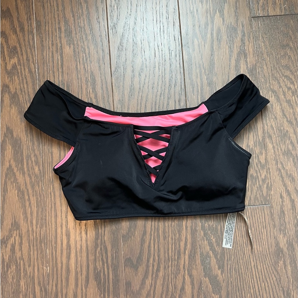PINK Victoria's Secret Black Swim Top with Pink Lining
